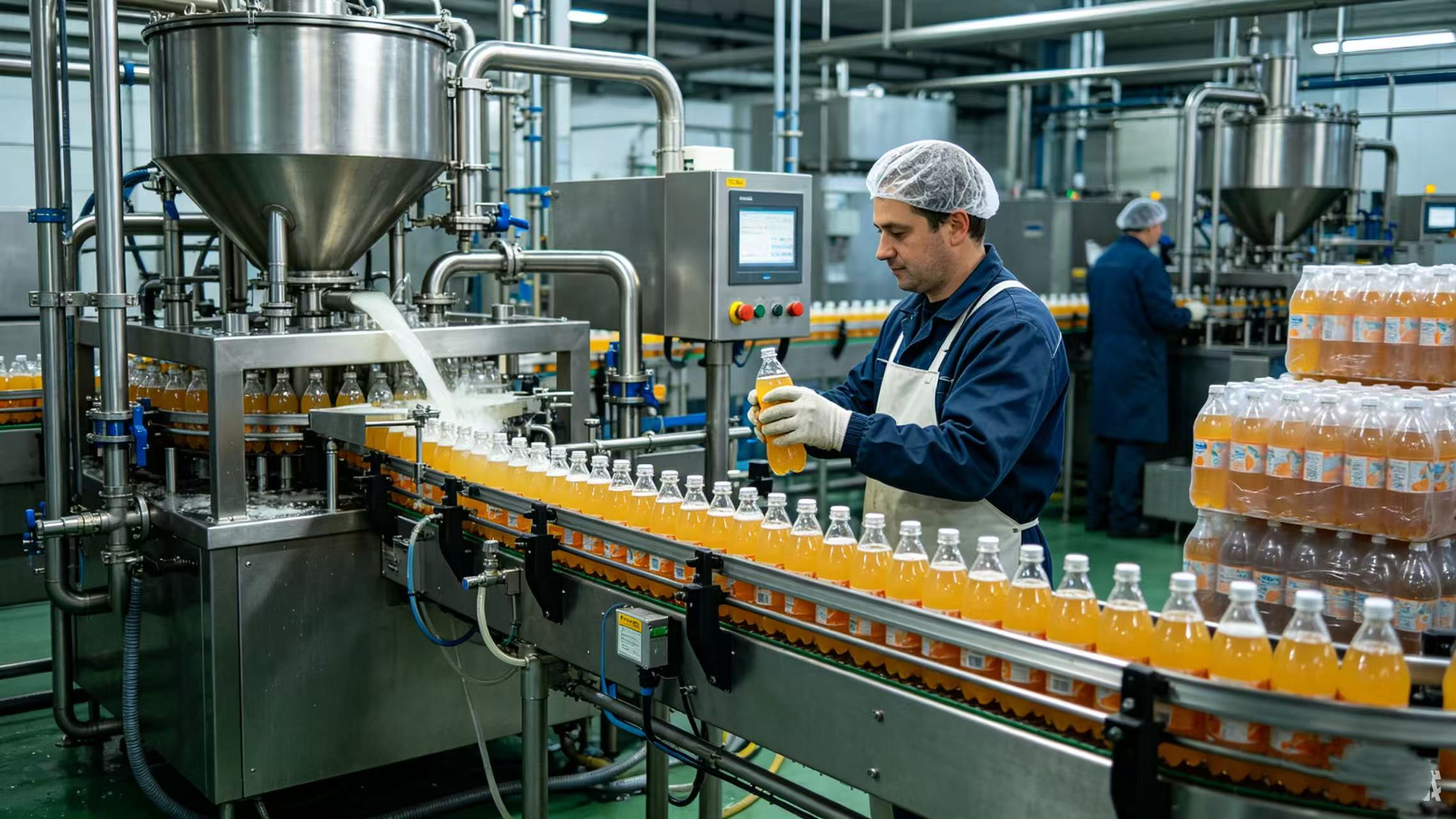 Toepassingen, voordelen en normen van schroefluchtcompressoren in de voedingsmiddelen- en drankenindustrie.